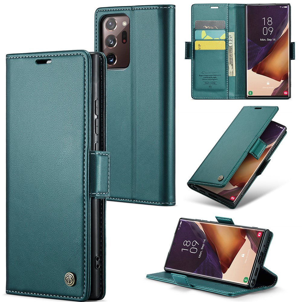 For Samsung Galaxy Note20 Ultra / Ultra 5G Leather Case CASEME 023 RFID Blocking 3 Card Slot Mobile Cover