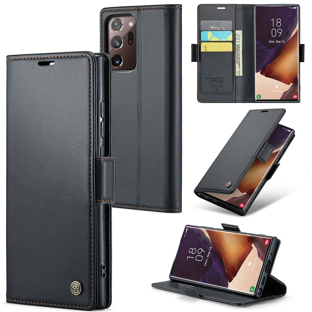 For Samsung Galaxy Note20 Ultra / Ultra 5G Leather Case CASEME 023 RFID Blocking 3 Card Slot Mobile Cover