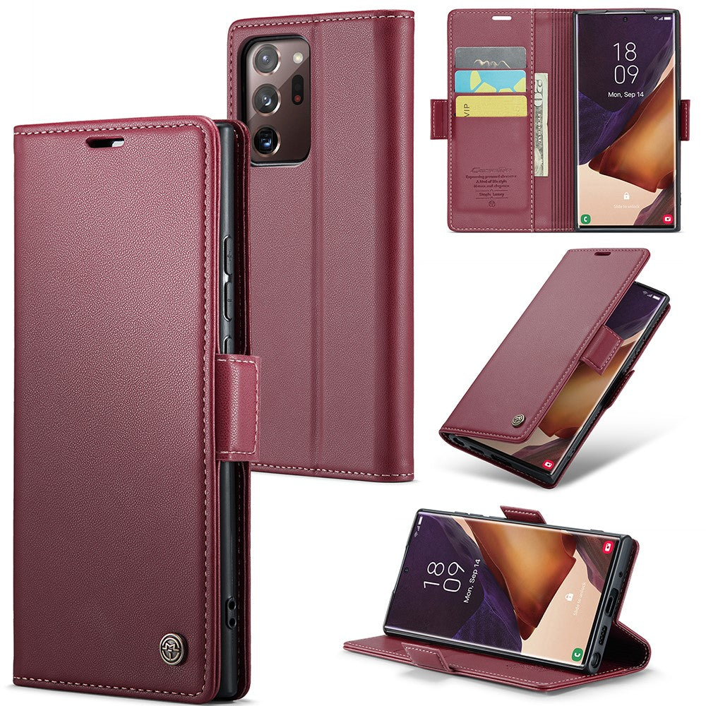 For Samsung Galaxy Note20 Ultra / Ultra 5G Leather Case CASEME 023 RFID Blocking 3 Card Slot Mobile Cover