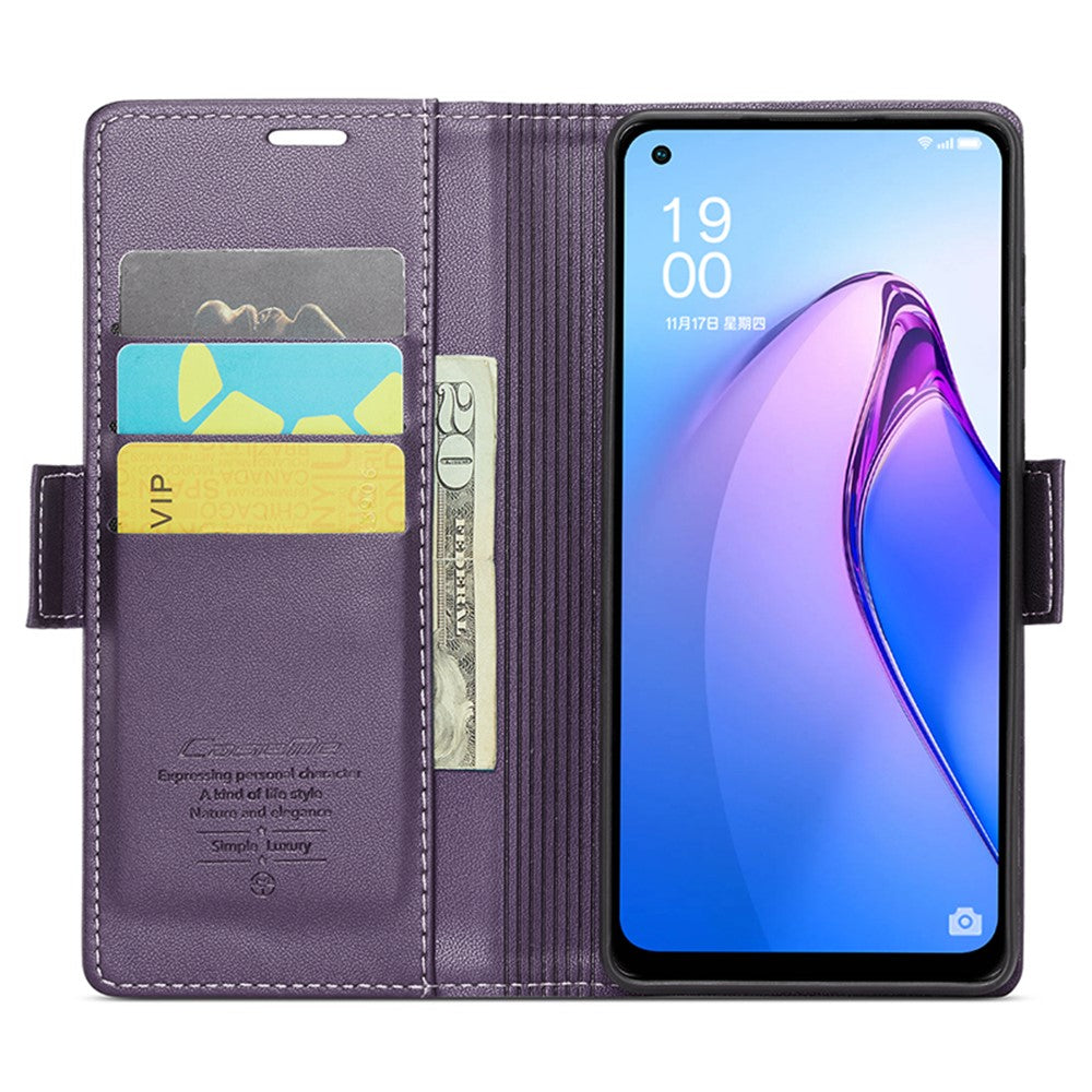 For Oppo Reno8 5G (Global) Leather Case CASEME 023 RFID Blocking 3 Card Slot Mobile Cover