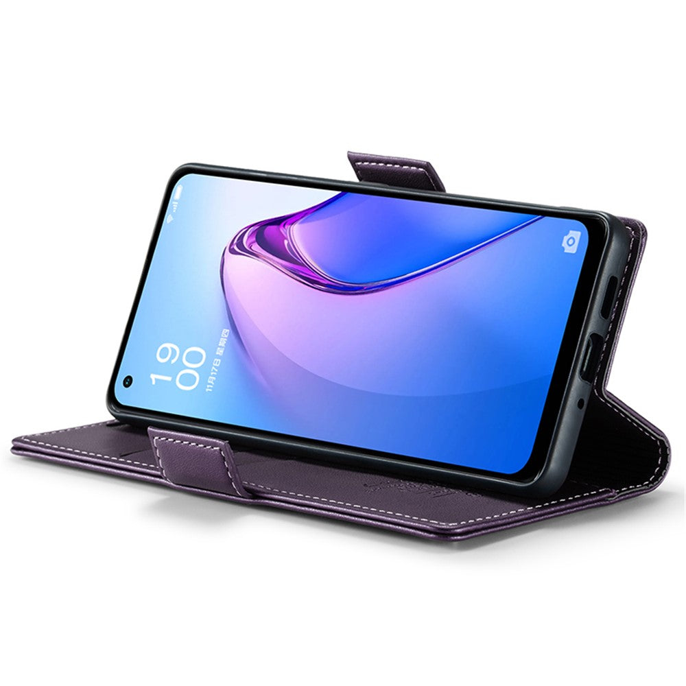 For Oppo Reno8 5G (Global) Leather Case CASEME 023 RFID Blocking 3 Card Slot Mobile Cover