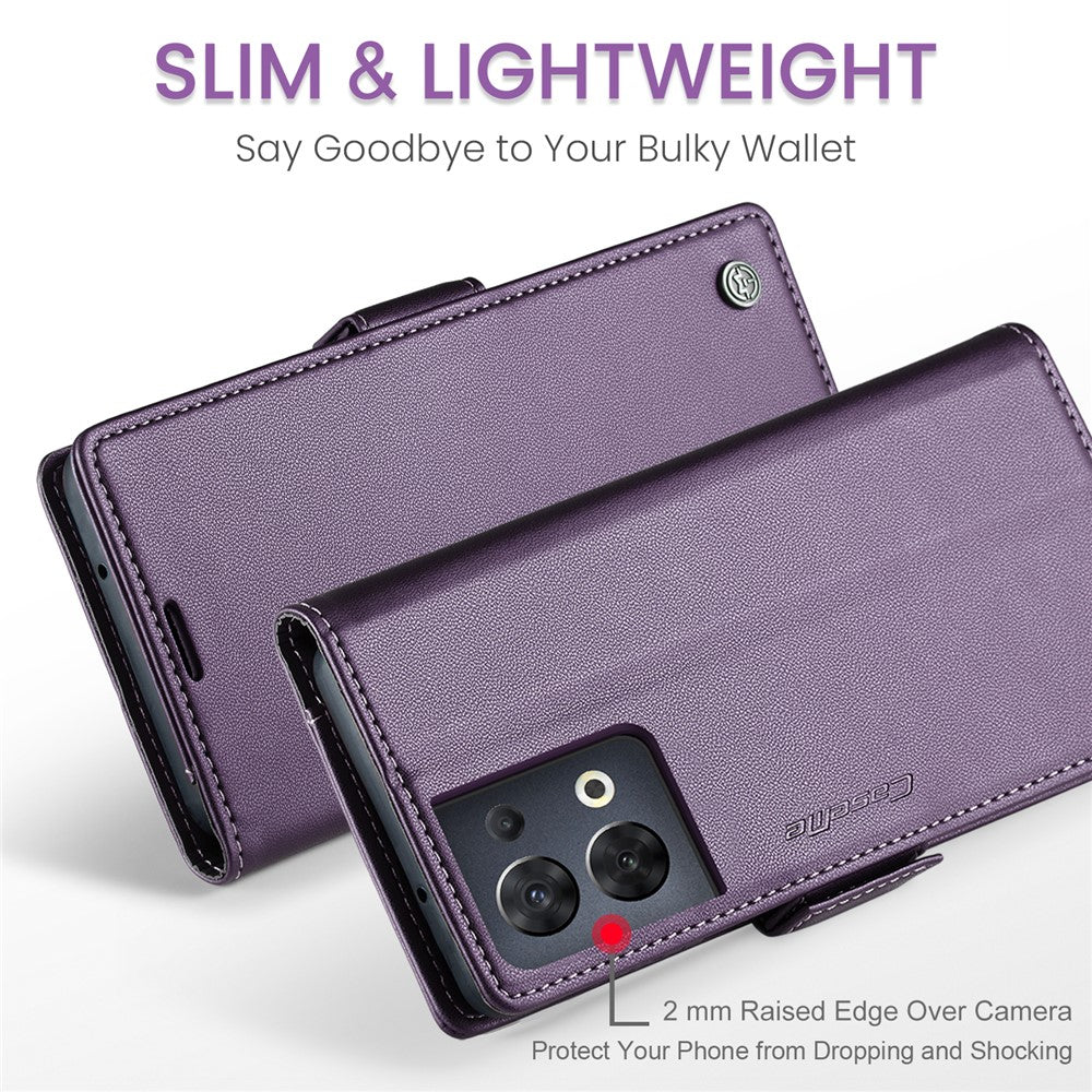 For Oppo Reno8 5G (Global) Leather Case CASEME 023 RFID Blocking 3 Card Slot Mobile Cover