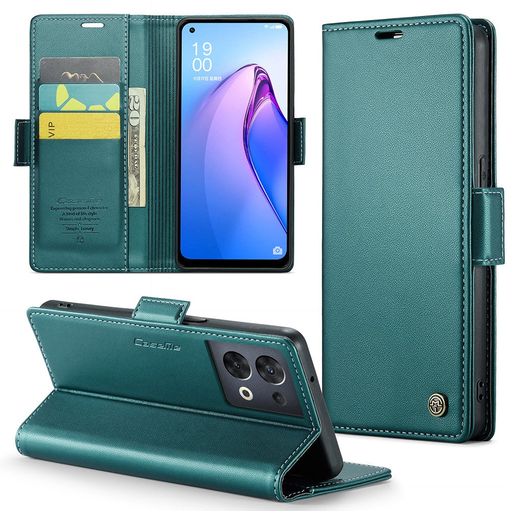 For Oppo Reno8 5G (Global) Leather Case CASEME 023 RFID Blocking 3 Card Slot Mobile Cover