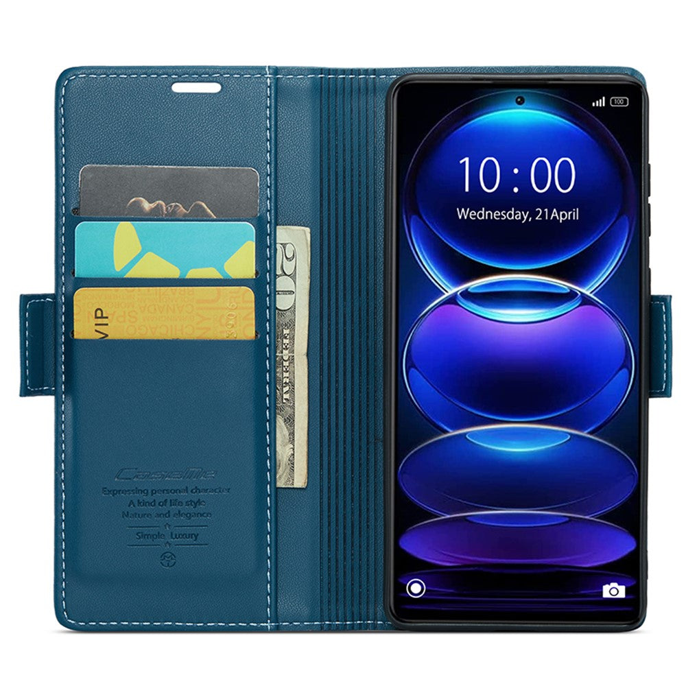For Xiaomi Poco X5 Pro 5G / Redmi Note 12 Pro Speed 5G / Note 12 Pro 5G Leather Case CASEME 023 RFID Blocking 3 Card Slot Mobile Cover