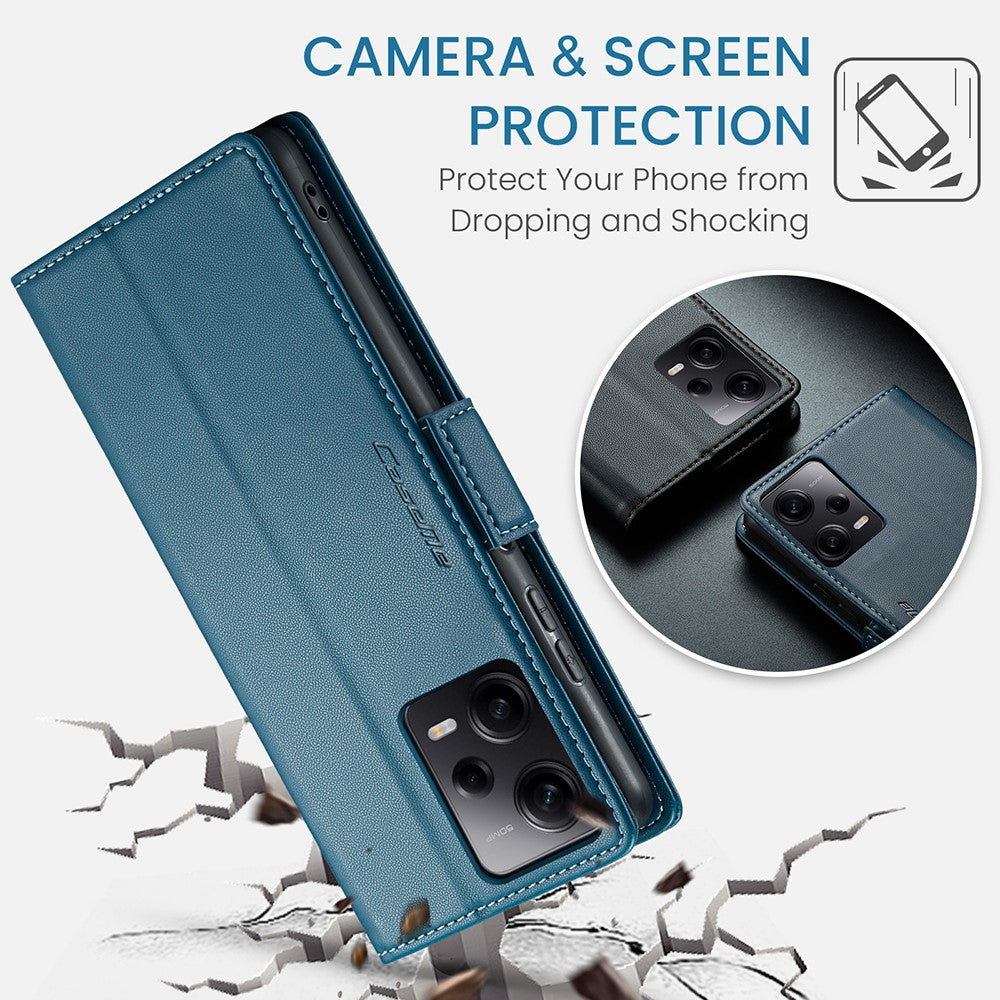 For Xiaomi Poco X5 Pro 5G / Redmi Note 12 Pro Speed 5G / Note 12 Pro 5G Leather Case CASEME 023 RFID Blocking 3 Card Slot Mobile Cover
