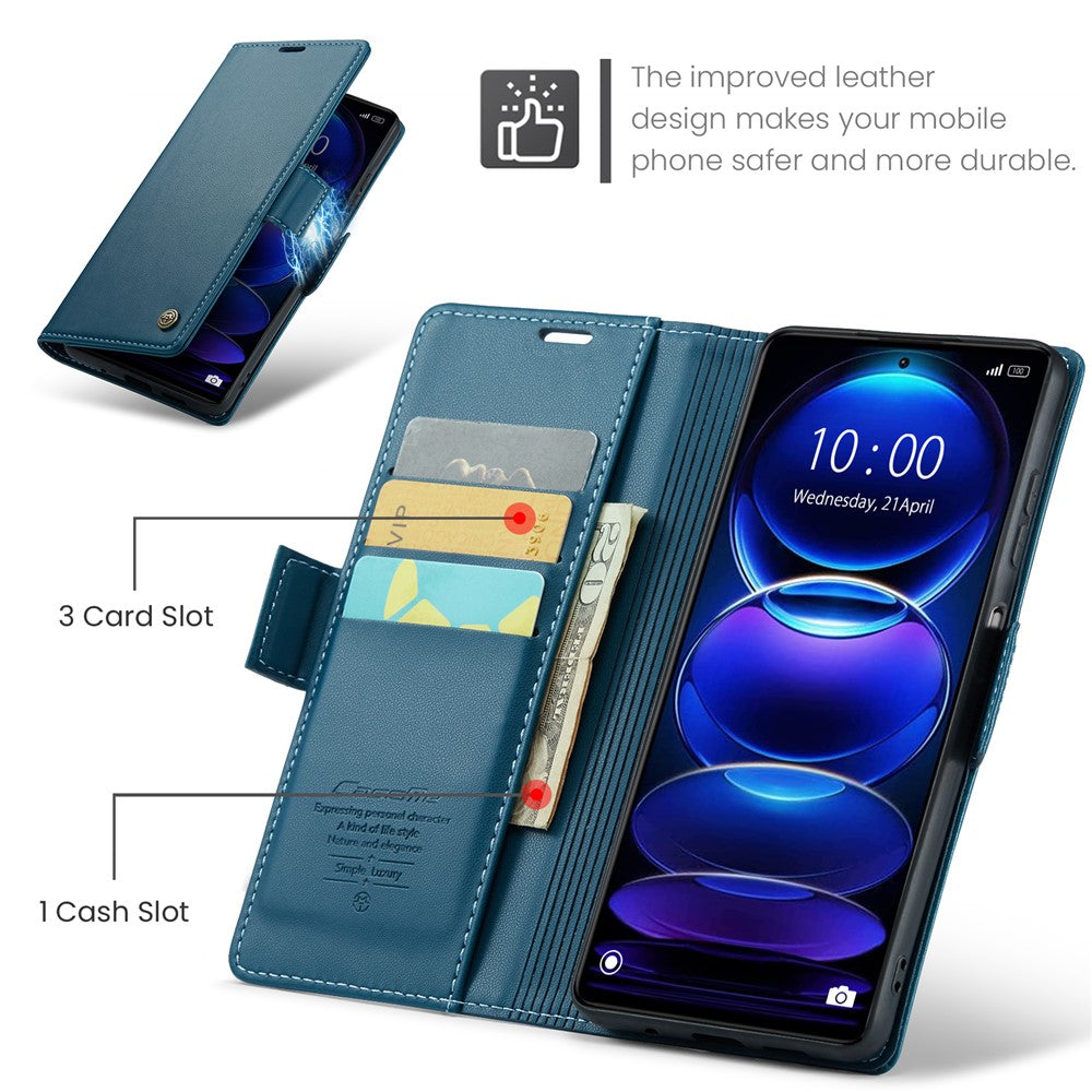 Xiaomi Poco X5 Pro 5G / Redmi Note 12 Pro Speed 5G / Note 12 Pro 5G CASEME 023-lædercover med RFID-blokerende 3-kortsrum