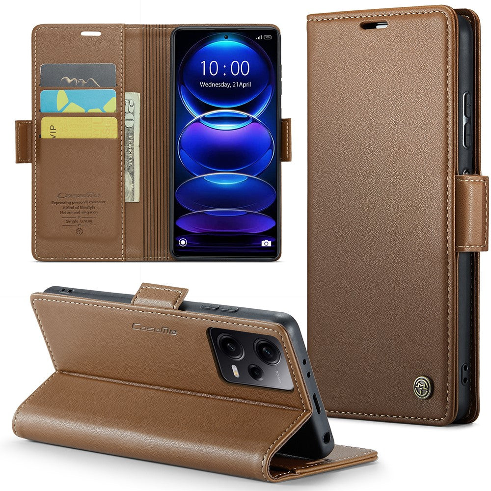 For Xiaomi Poco X5 Pro 5G / Redmi Note 12 Pro Speed 5G / Note 12 Pro 5G Leather Case CASEME 023 RFID Blocking 3 Card Slot Mobile Cover