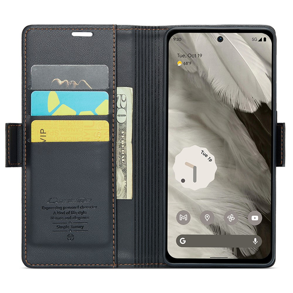 CASEME 023 Google Pixel 8 Läderfodral RFID - Svart