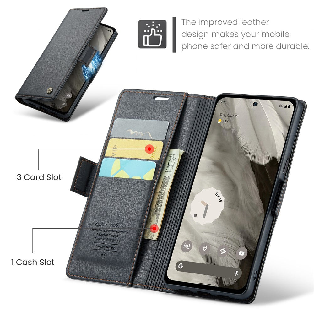 CASEME 023 Google Pixel 8 Läderfodral RFID - Svart