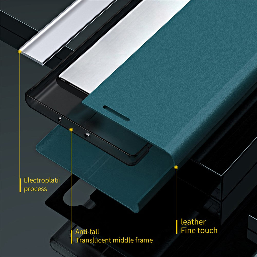 For Xiaomi Poco F5 5G / Redmi Note 12 Turbo PU Leather Flip Cover Electroplating Anti-Scratch Phone Case with Stand