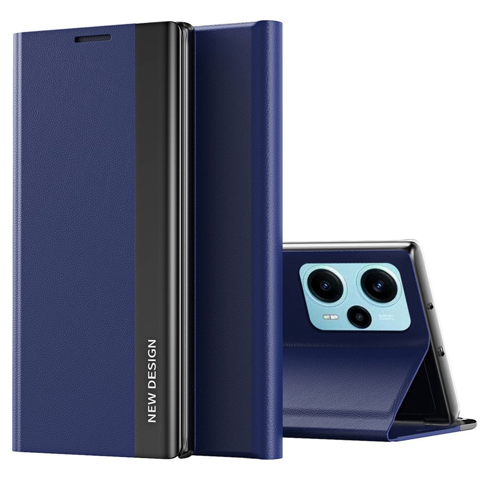 For Xiaomi Poco F5 5G / Redmi Note 12 Turbo PU Leather Flip Cover Electroplating Anti-Scratch Phone Case with Stand