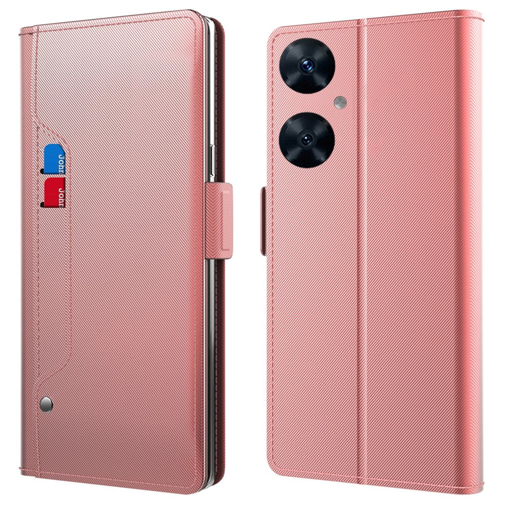 Huawei Nova 11i Spegeldesign Lädermobilskal Stativ Korthållare Stötsäkert Skydd