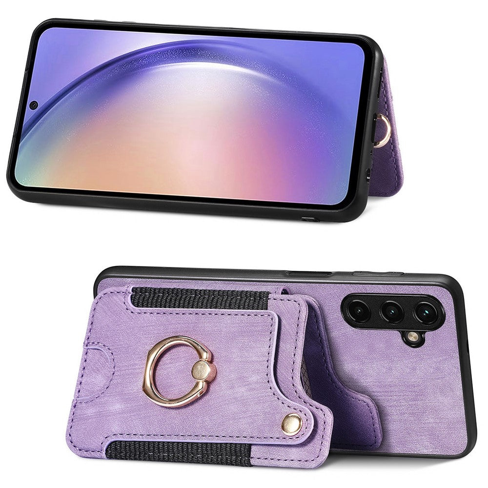 Telefoncover til Samsung Galaxy A54 5G PU-læderbelagt PC+TPU-etui med RFID-blokerende kortpladser og støttefod