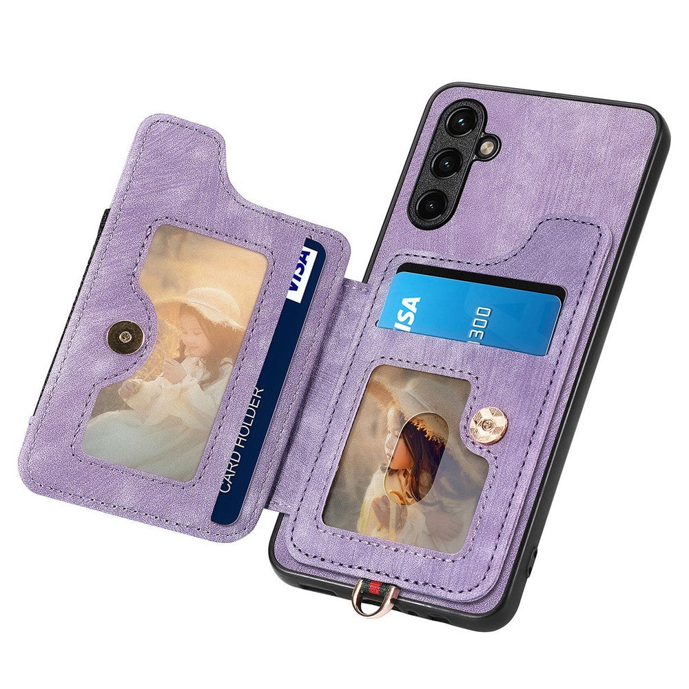 Telefoncover til Samsung Galaxy A54 5G PU-læderbelagt PC+TPU-etui med RFID-blokerende kortpladser og støttefod