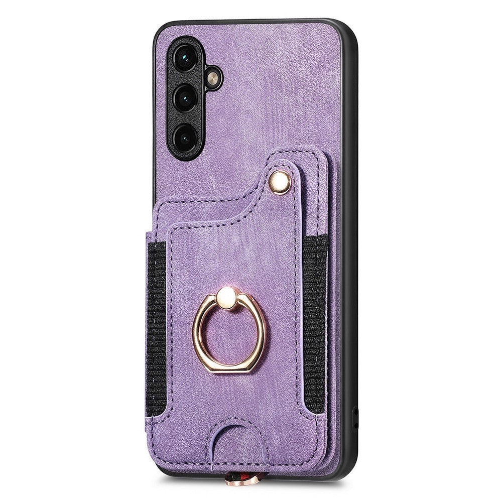 Telefoncover til Samsung Galaxy A54 5G PU-læderbelagt PC+TPU-etui med RFID-blokerende kortpladser og støttefod