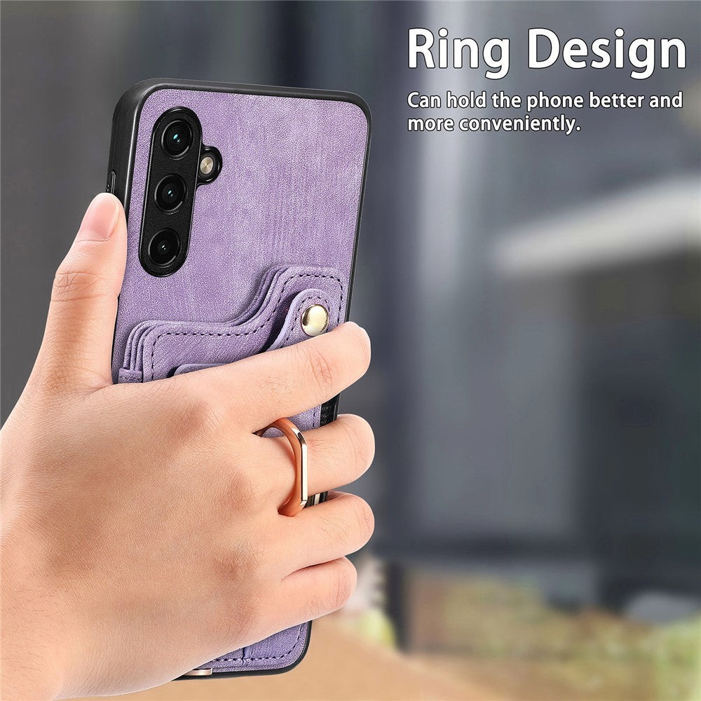 Telefoncover til Samsung Galaxy A54 5G PU-læderbelagt PC+TPU-etui med RFID-blokerende kortpladser og støttefod