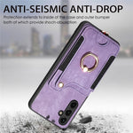 Telefoncover til Samsung Galaxy A54 5G PU-læderbelagt PC+TPU-etui med RFID-blokerende kortpladser og støttefod