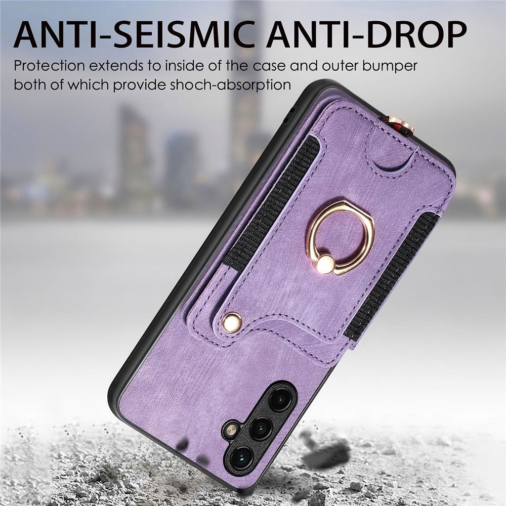 Telefoncover til Samsung Galaxy A54 5G PU-læderbelagt PC+TPU-etui med RFID-blokerende kortpladser og støttefod