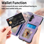 Telefoncover til Samsung Galaxy A54 5G PU-læderbelagt PC+TPU-etui med RFID-blokerende kortpladser og støttefod