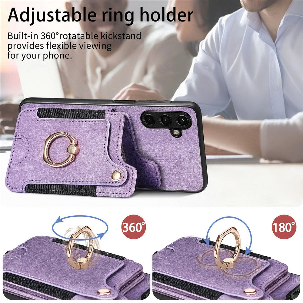 Telefoncover til Samsung Galaxy A54 5G PU-læderbelagt PC+TPU-etui med RFID-blokerende kortpladser og støttefod