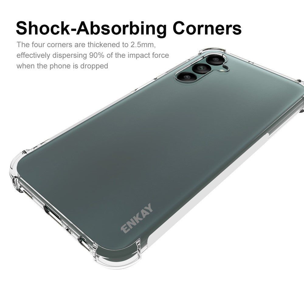 ENKAY HAT PRINCE För Samsung Galaxy A24 4G (162,1 x 77,6 x 8,3 mm) Fallskyddande mobilskal i genomskinligt TPU-fodral med hög aluminium-kiselglasfilm