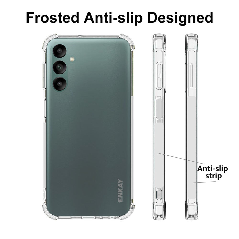 ENKAY HAT PRINCE För Samsung Galaxy A24 4G (162,1 x 77,6 x 8,3 mm) Fallskyddande mobilskal i genomskinligt TPU-fodral med hög aluminium-kiselglasfilm