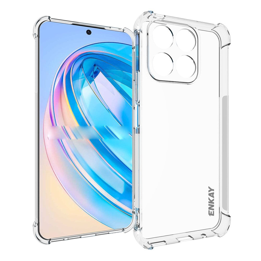 ENKAY HAT PRINCE Phone Case for Honor X8a 4G Anti-slip Clear TPU Cover with High Aluminium-silicon Glass Screen Film