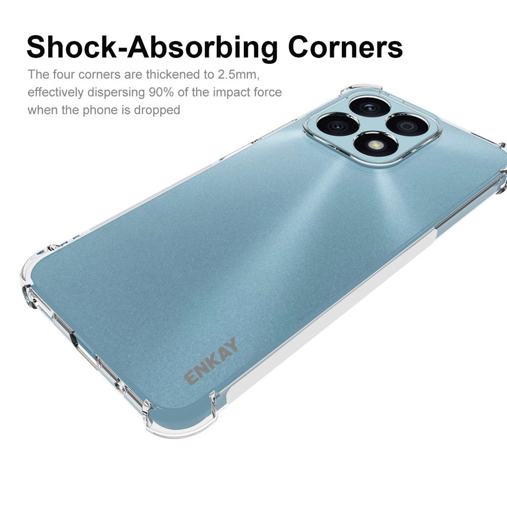 ENKAY HAT PRINCE Phone Case for Honor X8a 4G Anti-slip Clear TPU Cover with High Aluminium-silicon Glass Screen Film