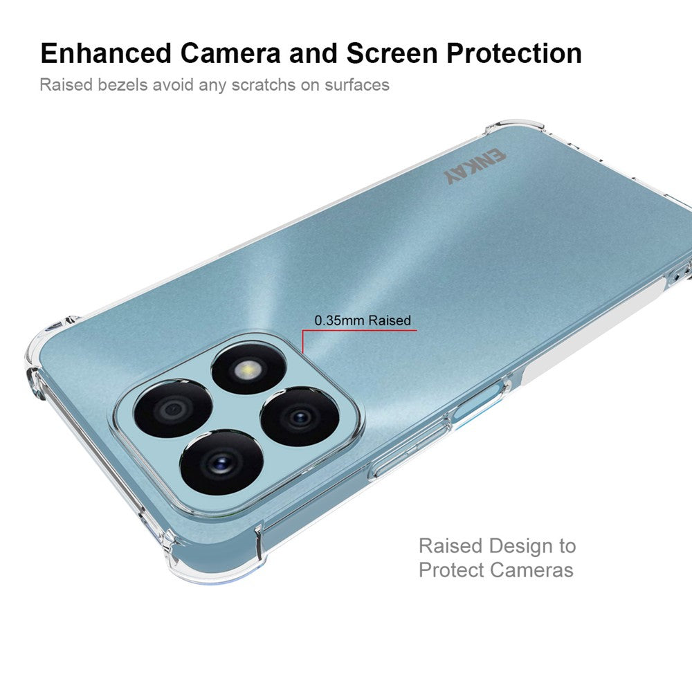 ENKAY HAT PRINCE Phone Case for Honor X8a 4G Anti-slip Clear TPU Cover with High Aluminium-silicon Glass Screen Film