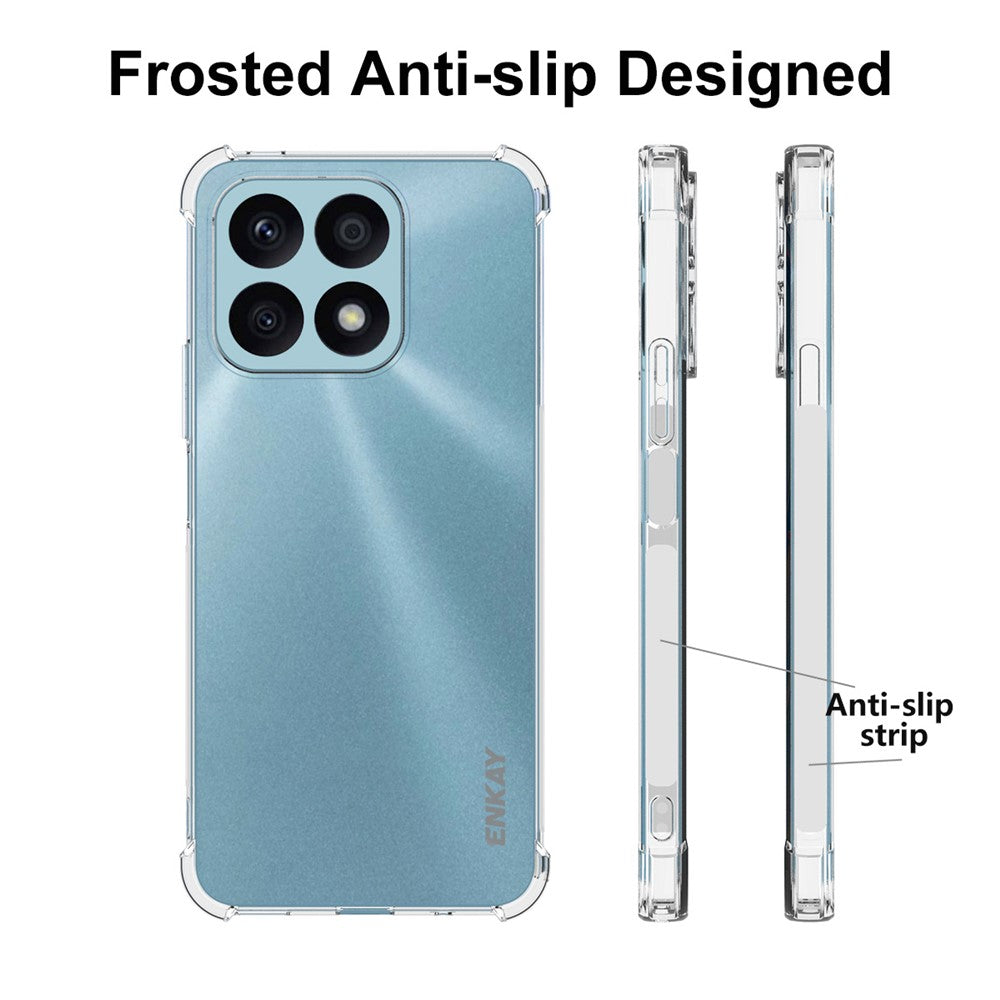 ENKAY HAT PRINCE Phone Case for Honor X8a 4G Anti-slip Clear TPU Cover with High Aluminium-silicon Glass Screen Film