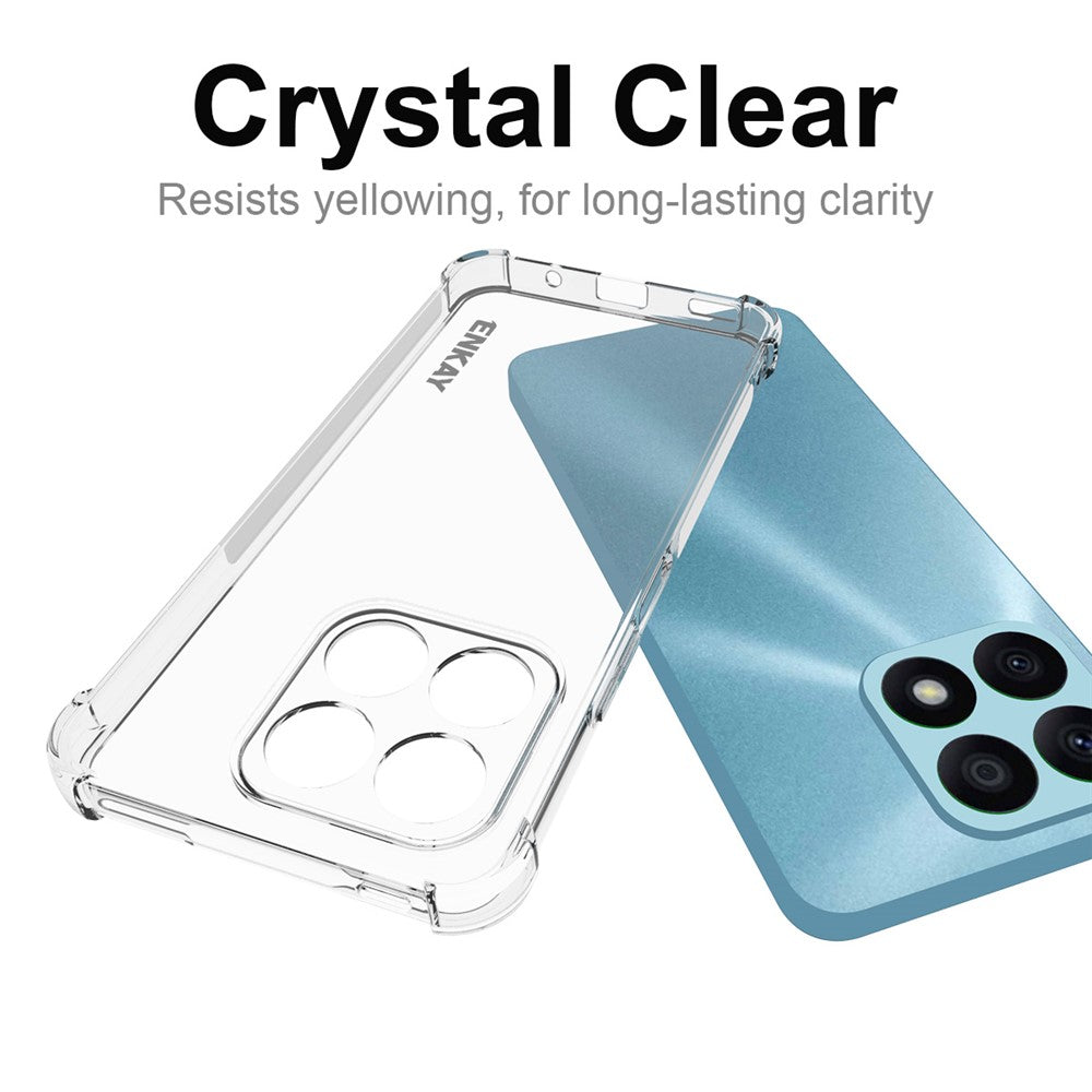 ENKAY HAT PRINCE Phone Case for Honor X8a 4G Anti-slip Clear TPU Cover with High Aluminium-silicon Glass Screen Film