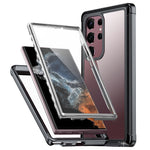 For Samsung Galaxy S23 Ultra Shockproof Phone Cover PC + TPU Clear Case with PET Screen Protector