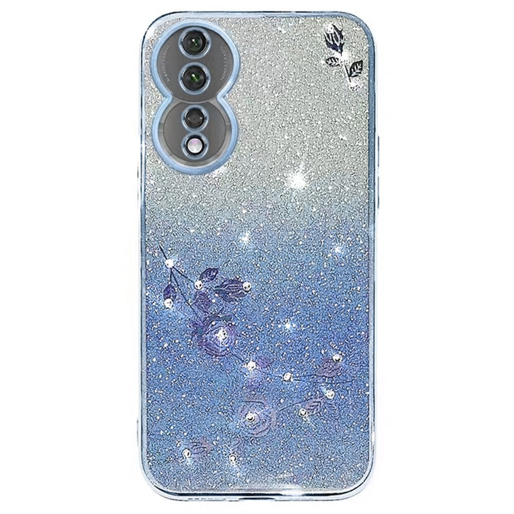KADEM Phone Cover for Honor 90 , Flower Rhinestone Gradient Glitter TPU Protective Case