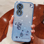 KADEM Phone Cover for Honor 90 , Flower Rhinestone Gradient Glitter TPU Protective Case