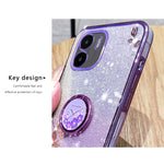 KADEM Kickstand Shell for Xiaomi Redmi A1 4G / A2 4G Glitter Gradient Rhinestone Flower Phone Cover TPU Electroplating Case