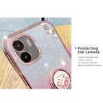 KADEM Kickstand Shell for Xiaomi Redmi A1 4G / A2 4G Glitter Gradient Rhinestone Flower Phone Cover TPU Electroplating Case