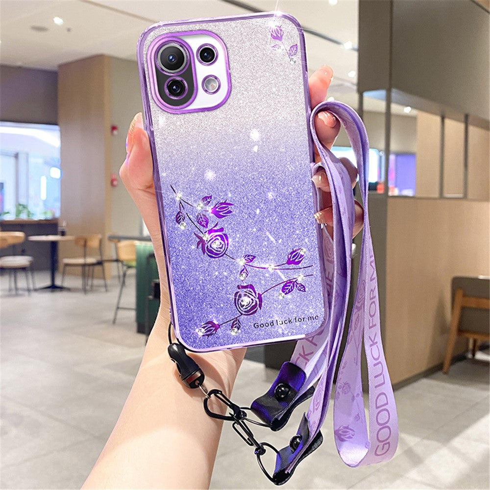 KADEM För Xiaomi Mi 11 Lite 5G / Mi 11 Lite 4G / 11 Lite 5G NE Slim-Fit Mobilskal Glitter Strass Gradient TPU Mobilskal