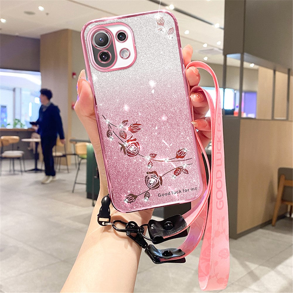 KADEM För Xiaomi Mi 11 Lite 5G / Mi 11 Lite 4G / 11 Lite 5G NE Slim-Fit Mobilskal Glitter Strass Gradient TPU Mobilskal