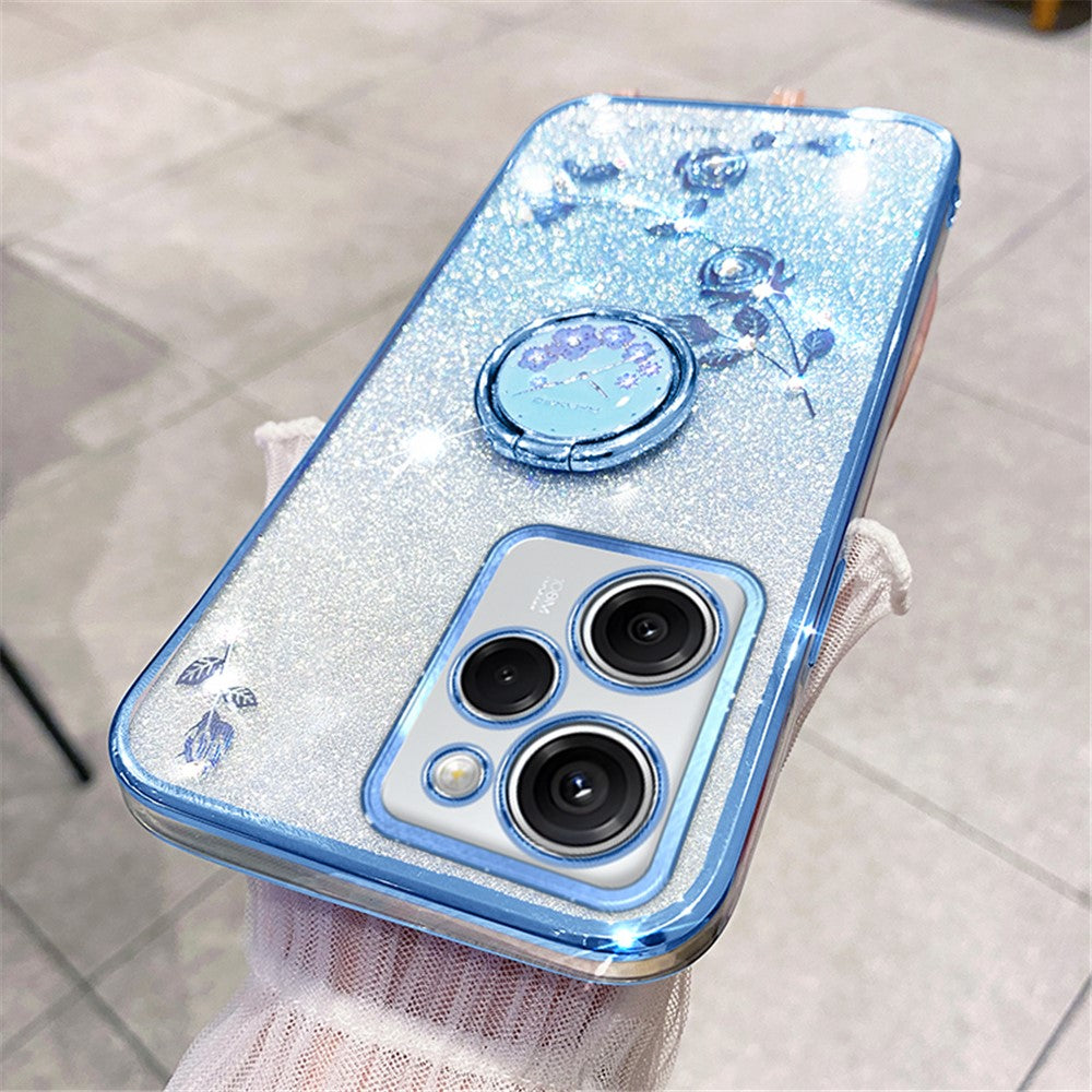 KADEM For Xiaomi Poco X5 Pro 5G / Note 12 Pro Speed 5G Shockproof Case Rhinestone Flower Kickstand TPU Phone Cover