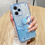 KADEM For Xiaomi Poco X5 Pro 5G / Note 12 Pro Speed 5G Shockproof Case Rhinestone Flower Kickstand TPU Phone Cover