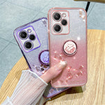 KADEM For Xiaomi Poco X5 Pro 5G / Note 12 Pro Speed 5G Shockproof Case Rhinestone Flower Kickstand TPU Phone Cover