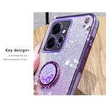 KADEM For Xiaomi Redmi Note 12 4G Kickstand Case Glitter Gradient Rhinestone Flower Phone Cover TPU Electroplating Case