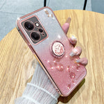 KADEM For Xiaomi Redmi Note 12 4G Kickstand Case Glitter Gradient Rhinestone Flower Phone Cover TPU Electroplating Case