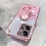 KADEM For Xiaomi Redmi Note 12 4G Kickstand Case Glitter Gradient Rhinestone Flower Phone Cover TPU Electroplating Case