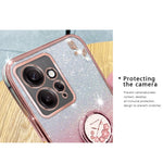 KADEM For Xiaomi Redmi Note 12 4G Kickstand Case Glitter Gradient Rhinestone Flower Phone Cover TPU Electroplating Case