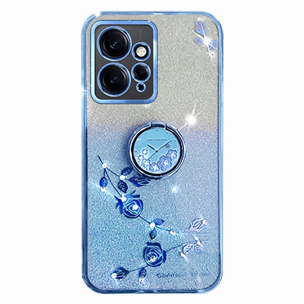KADEM För Xiaomi Redmi Note 12 4G Stativskal Glitter Gradient Strass Blomma mobilskal TPU Galvaniserat Skal