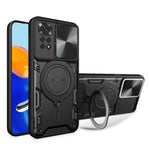 Xiaomi Redmi Note 11 Pro 4G (MediaTek) / 5G (Qualcomm) / Note 11E Pro 5G / Note 11 Pro+ 5G (Indien) Stativ TPU PC mobilskal med glidande linsskydd