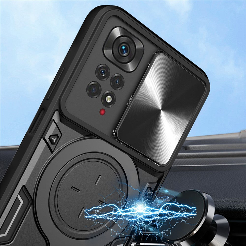 For Xiaomi Redmi Note 11 Pro 4G (MediaTek) / 5G (Qualcomm) / Note 11E Pro 5G / Note 11 Pro+ 5G (India) Kickstand TPU PC Phone Case with Slide Lens Cover