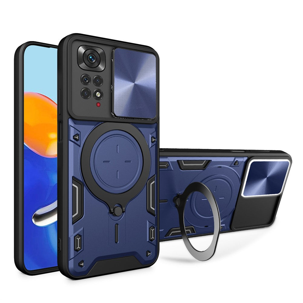 Xiaomi Redmi Note 11 Pro 4G (MediaTek) / 5G (Qualcomm) / Note 11E Pro 5G / Note 11 Pro+ 5G (Indien) Stativ TPU PC mobilskal med glidande linsskydd