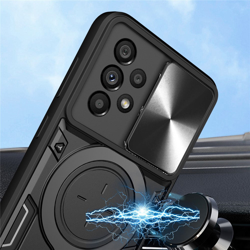 Shockproof Case for Samsung Galaxy A33 5G Kickstand Protective Case TPU PC Phone Shell with Slide Lens Lid